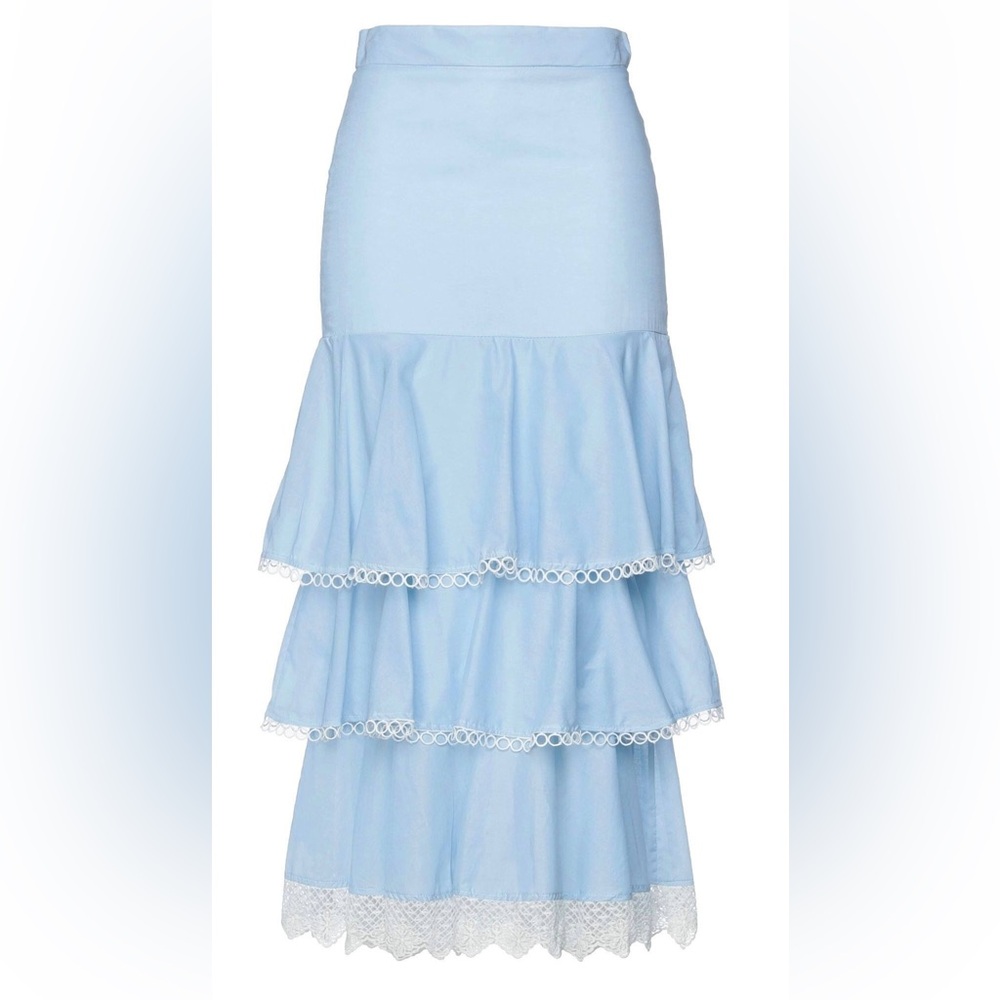 New Haveone Light Blue Tiered Ruffle Skirt